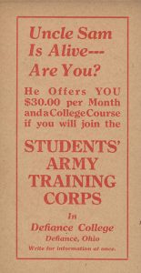 Defiance Students Army Training Corps Card