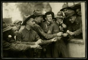 Ohio National Guard members being served ice cream